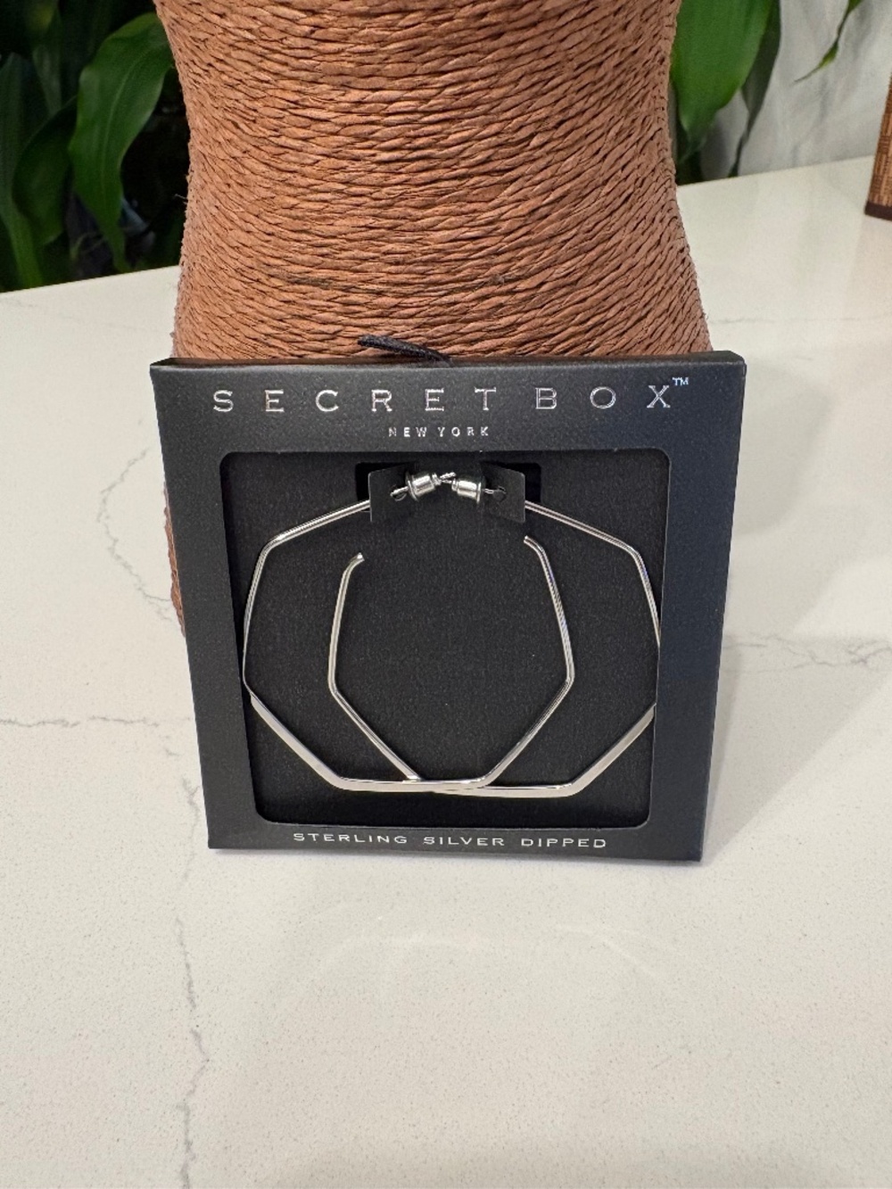 Secret Box New York Sterling Silver  Dipped Hoop Earrings 2.25 Inch (F)